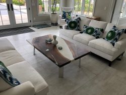 Black Walnut White Epoxy Coffee table in living room