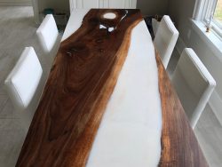 Black Walnut with White Epoxy table in dining room
