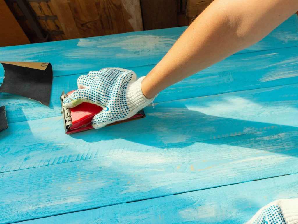 sanding wooden table