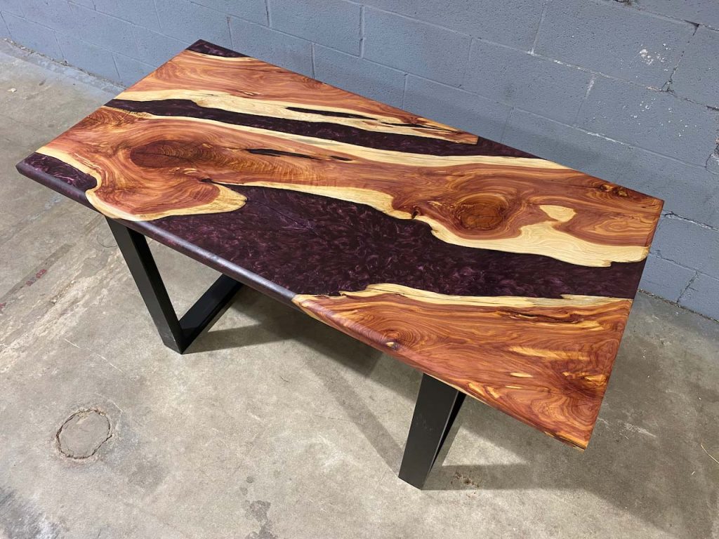Red Cedar Purple Epoxy River Table Makers Woodshop
